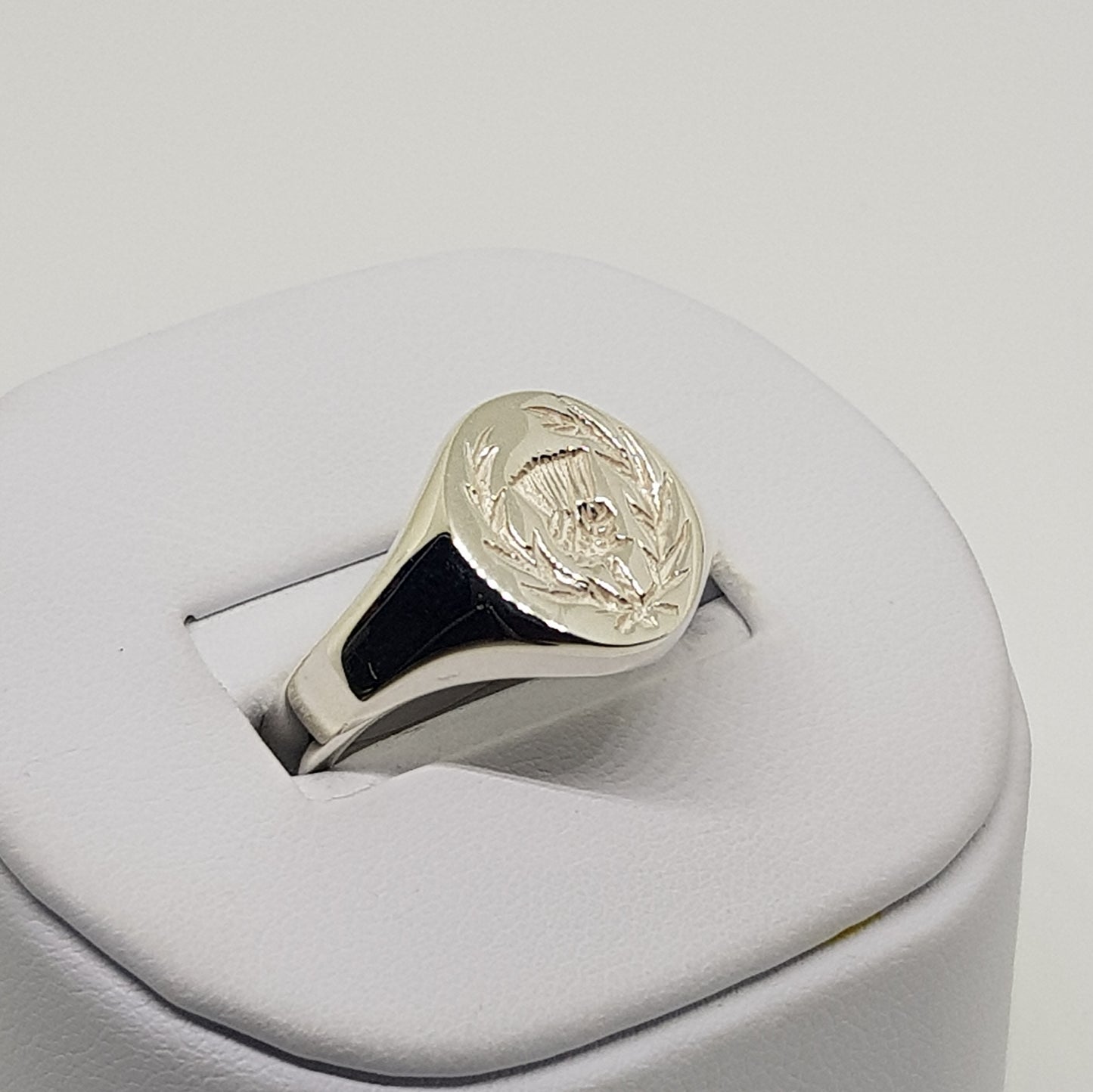 Heavyweight Mens Silver Signet Ring Thistle Scotland image 2