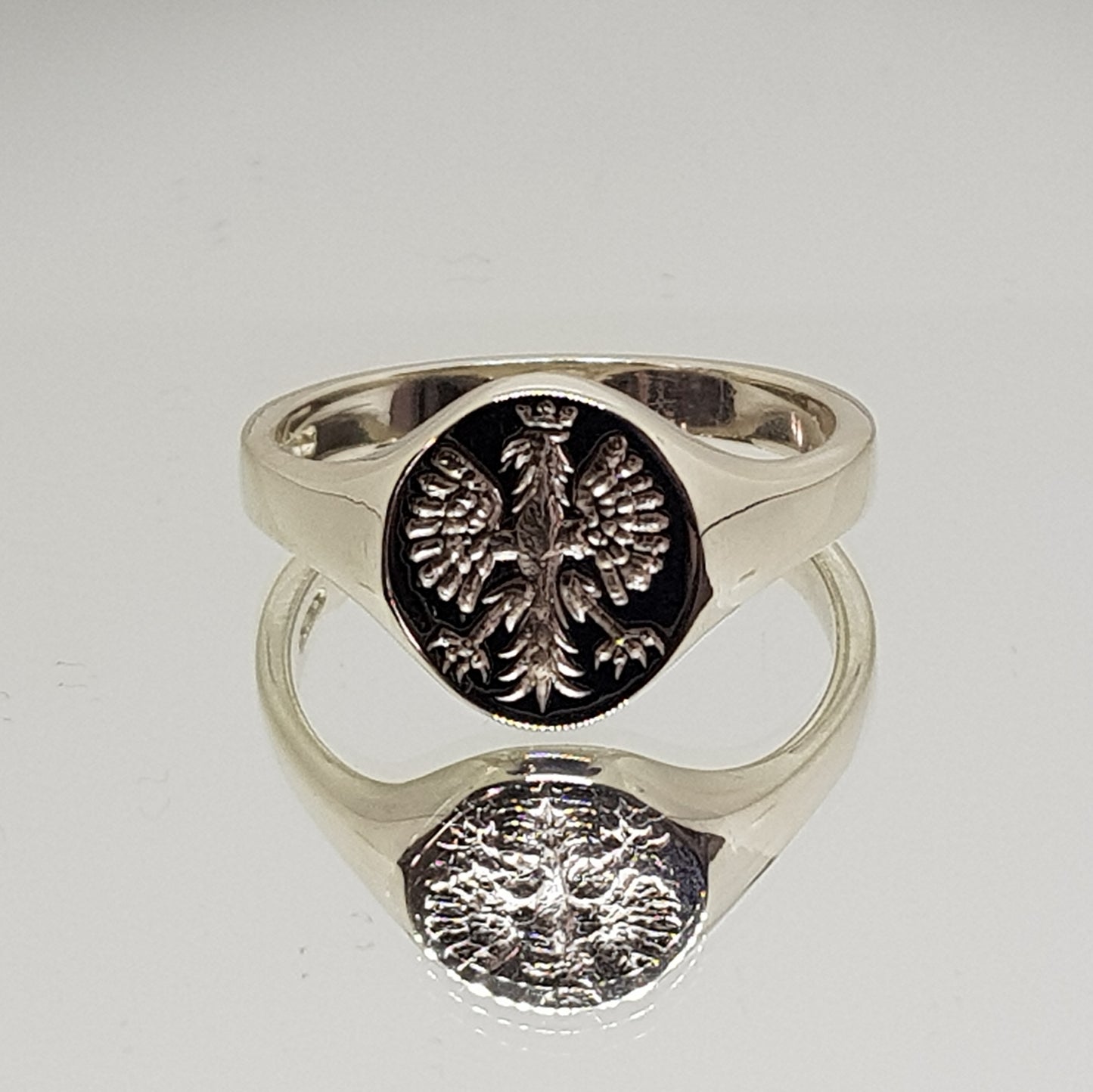 Mens Silver Signet Ring Polish Eagle Orzeł Biały image 1