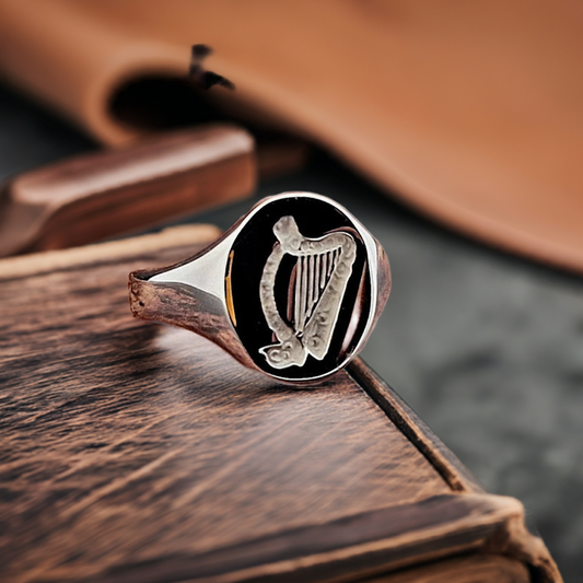 Irish Harp Silver Signet Ring – Traditional Irish Jewellery | Celtic Heritage