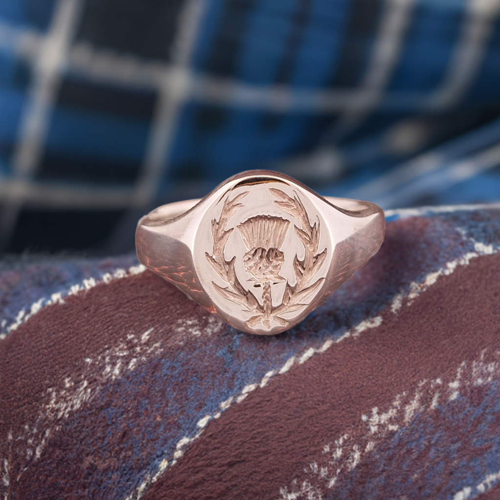 Scottish Thistle Sterling Silver Signet Ring – Heritage Men’s Jewellery | Peaky Blinders Style