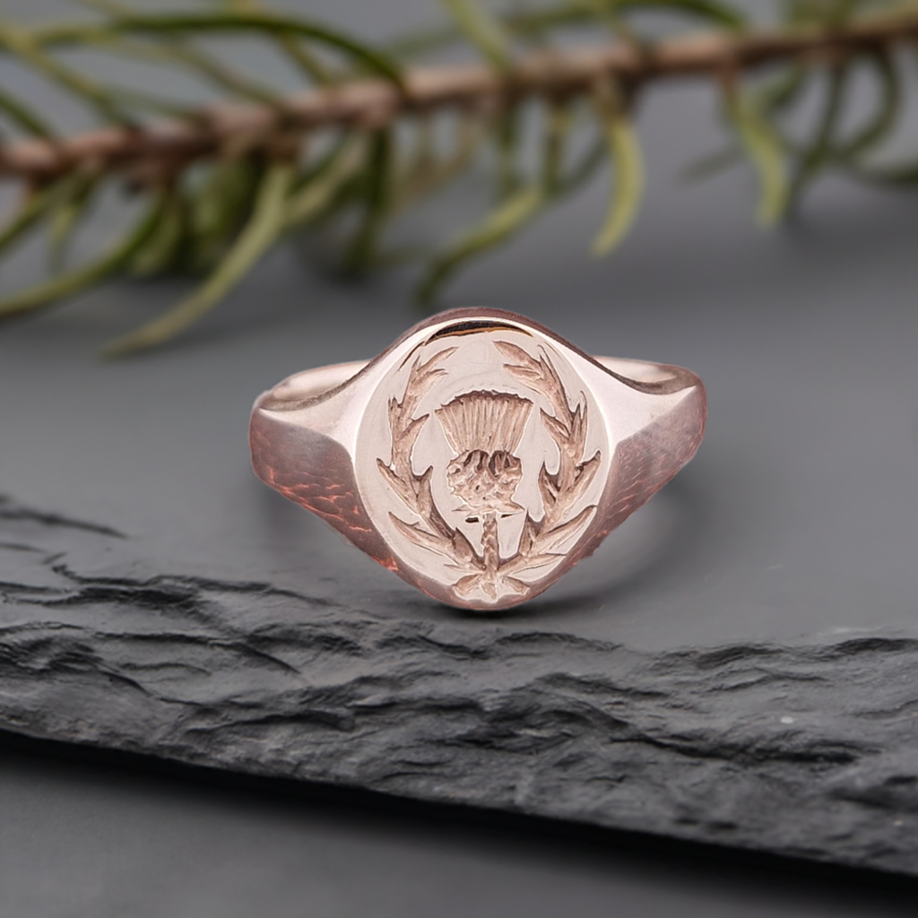 Scottish Thistle Sterling Silver Signet Ring – Heritage Men’s Jewellery | Peaky Blinders Style